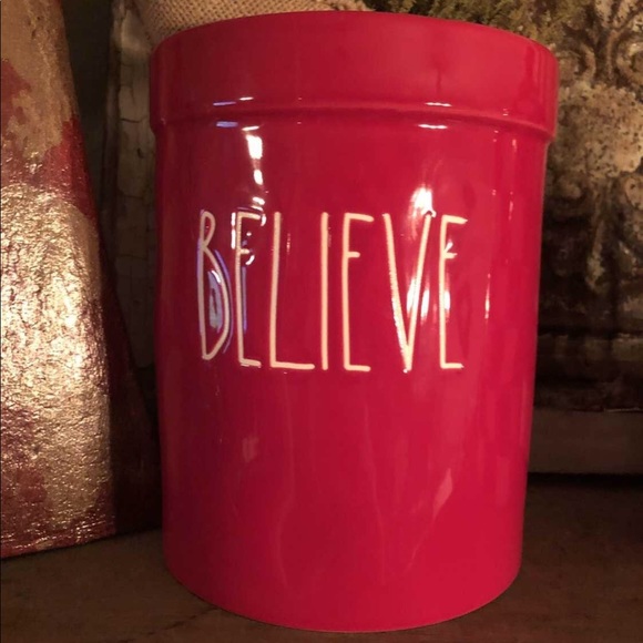 Rae Dunn Christmas red “Believe” utensil holder